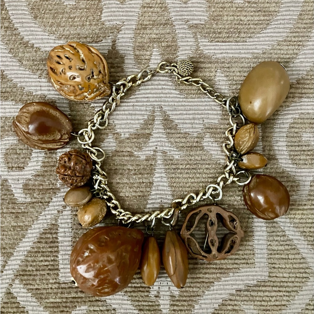 Vintage Chunky Nut Charm Bracelet